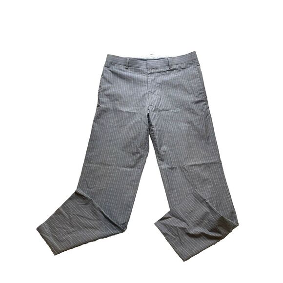 Banana Republic Pants Adult 34x32 Gray Striped Straight Leg Flat Front Dress Men - Picture 1 of 8